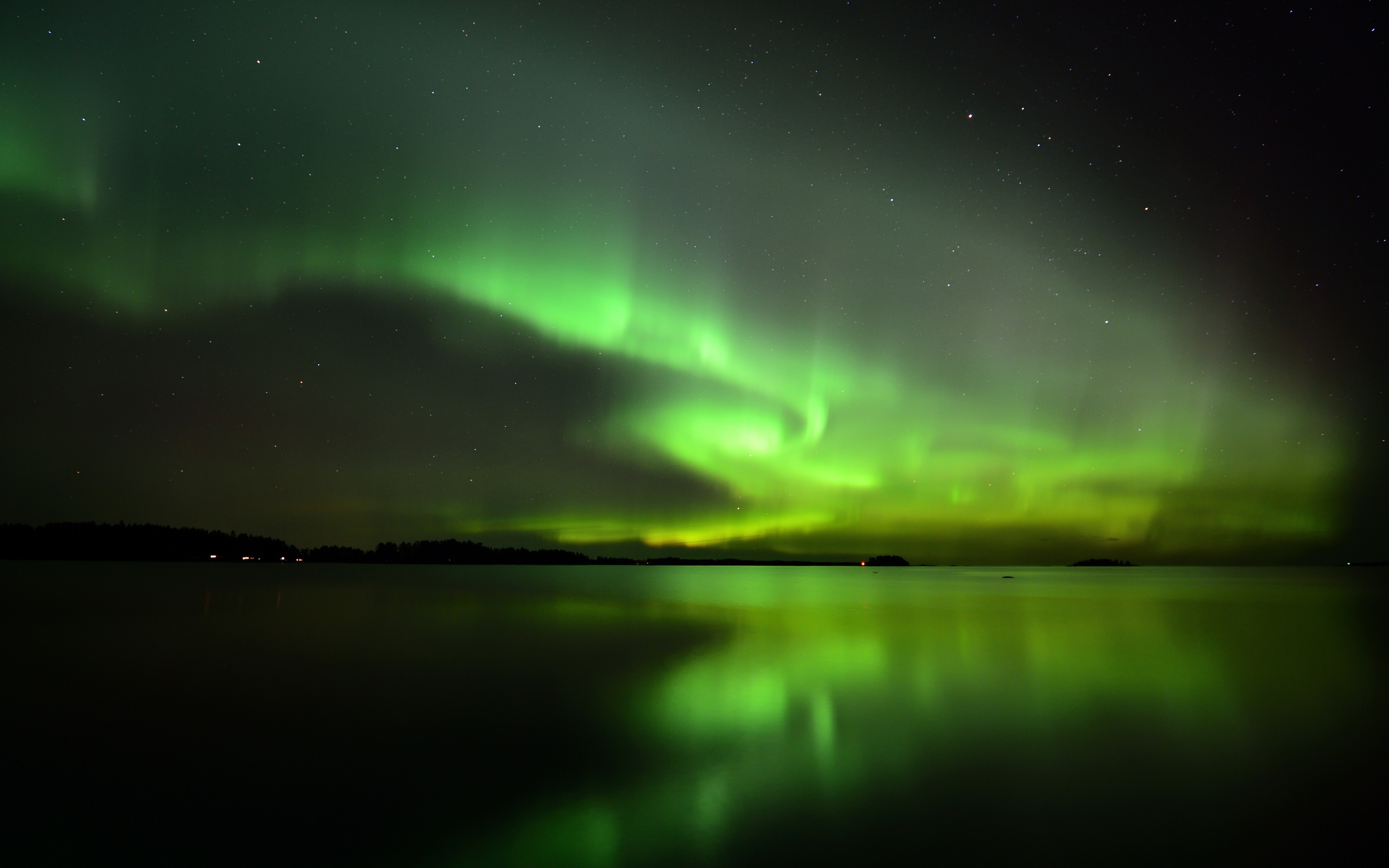 Aurora Borealis Hd Night Reflection Wallpapers