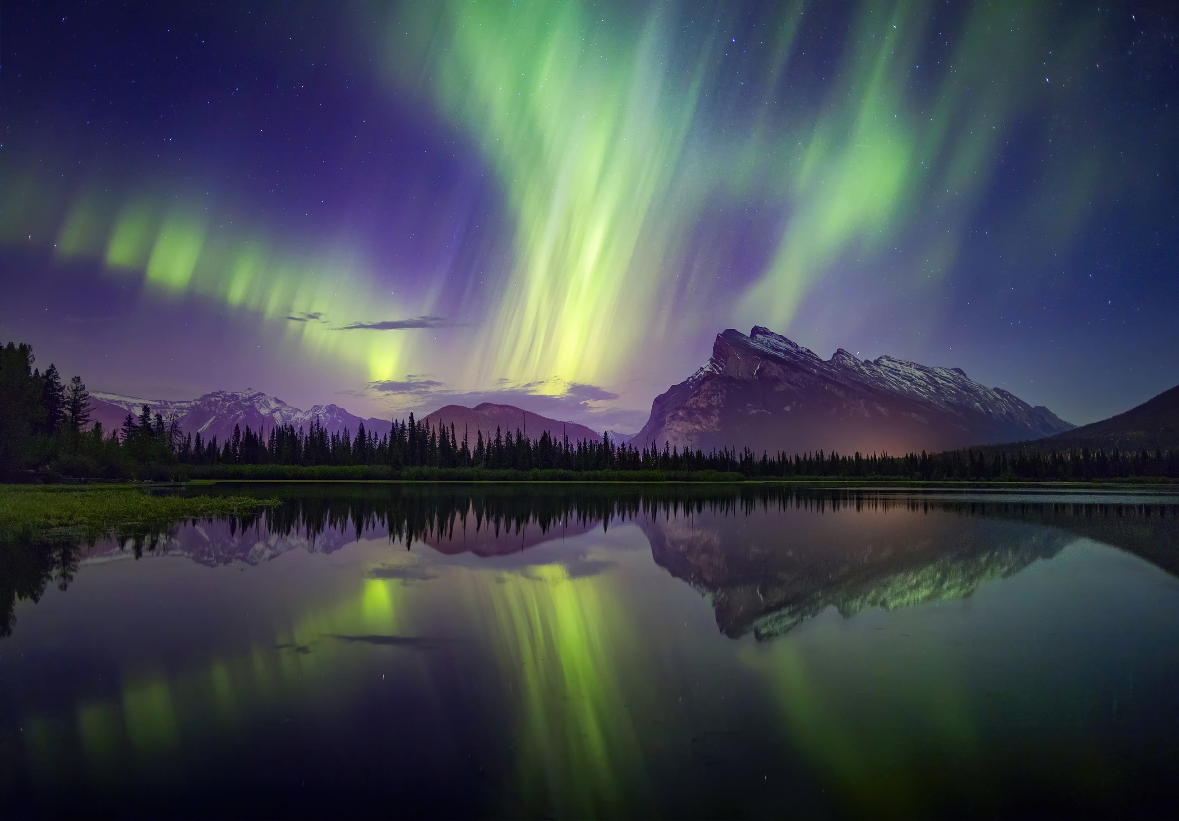 Aurora Borealis Mountain Reflection Wallpapers