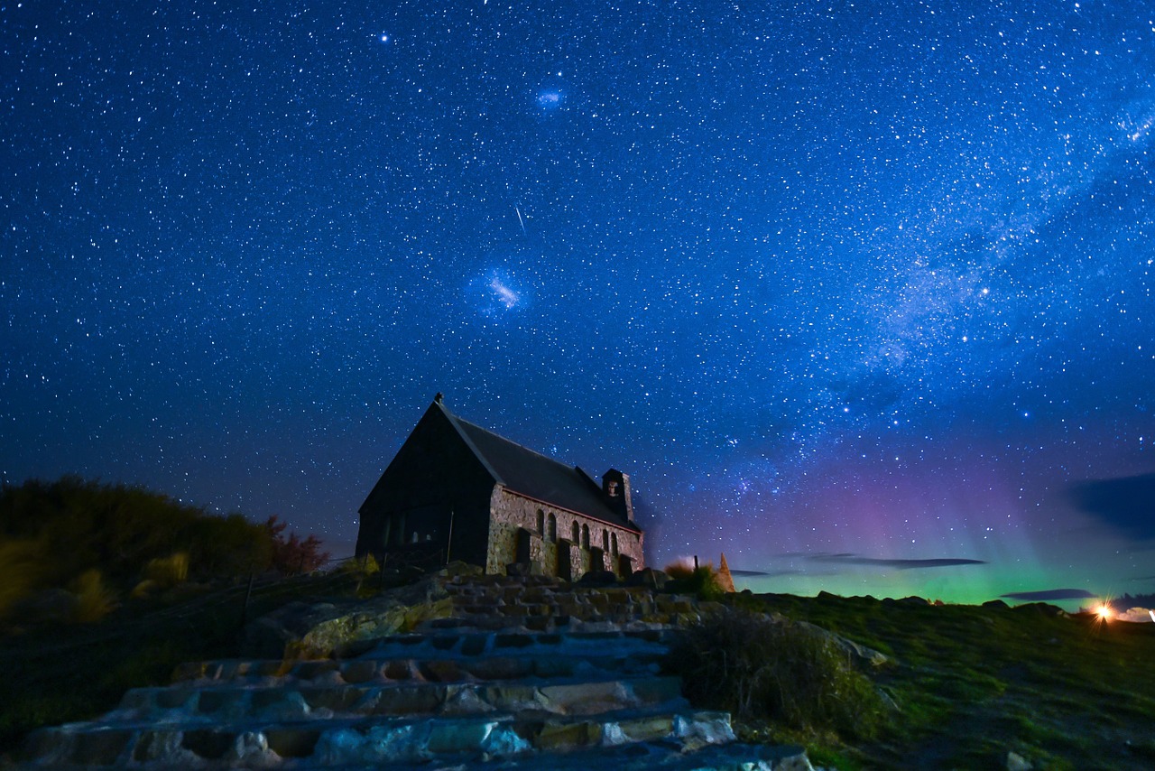 Aurora Borealis Over Church Wallpapers