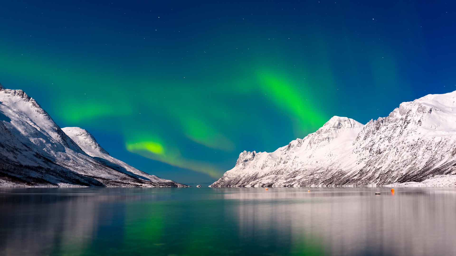 Aurora Borealis Over Winter Lake Wallpapers