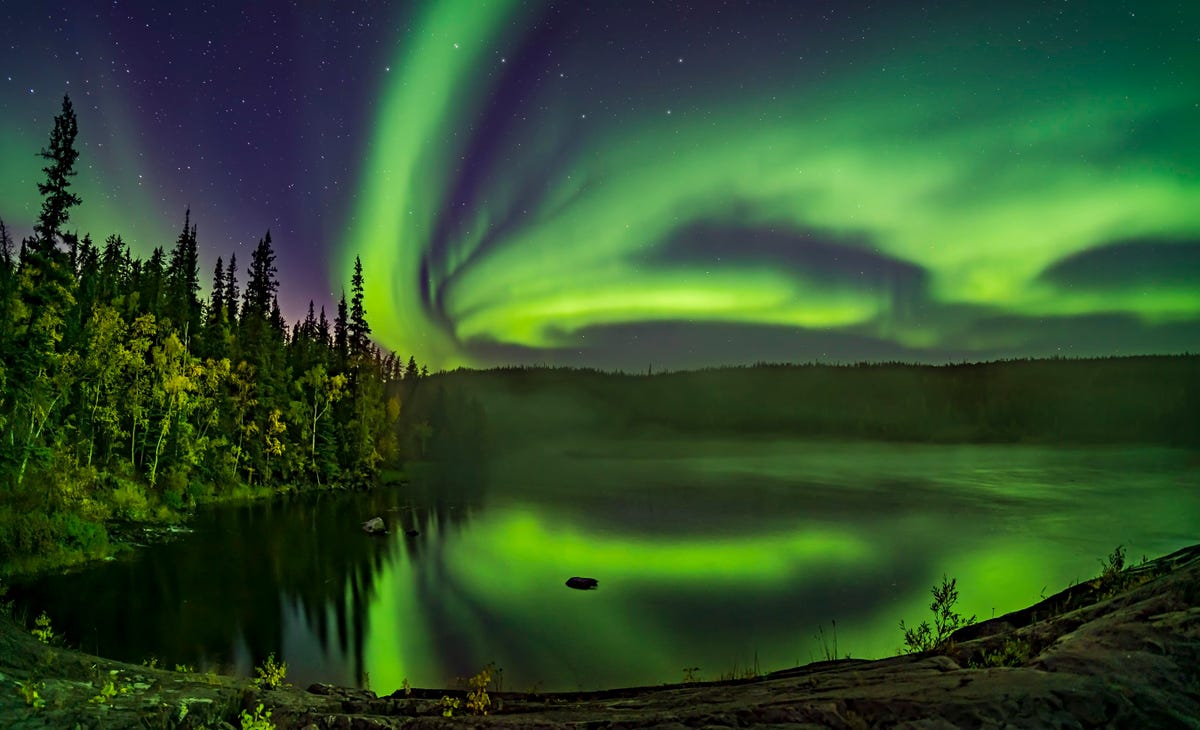 Aurora Borealis Reflection Over River Wallpapers