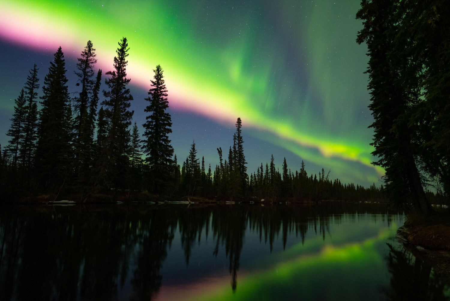 Aurora Borealis Reflection Over River Wallpapers