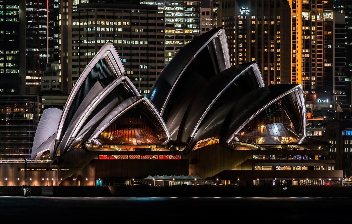 Australia Buildings Lights At Night Wallpapers