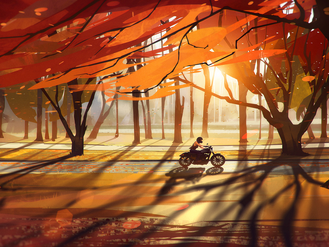 Autumn Fall Countryside Biker Wallpapers