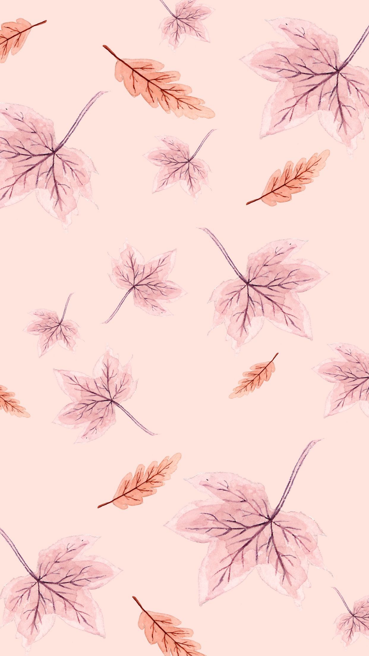 Autumn Leaves Pink Colour Wallpapers