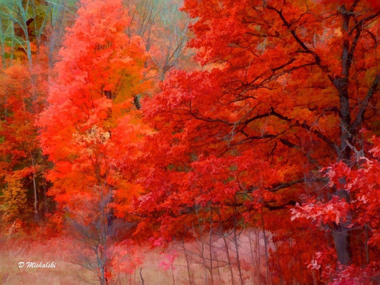 Autumn Season In Painting Wallpapers