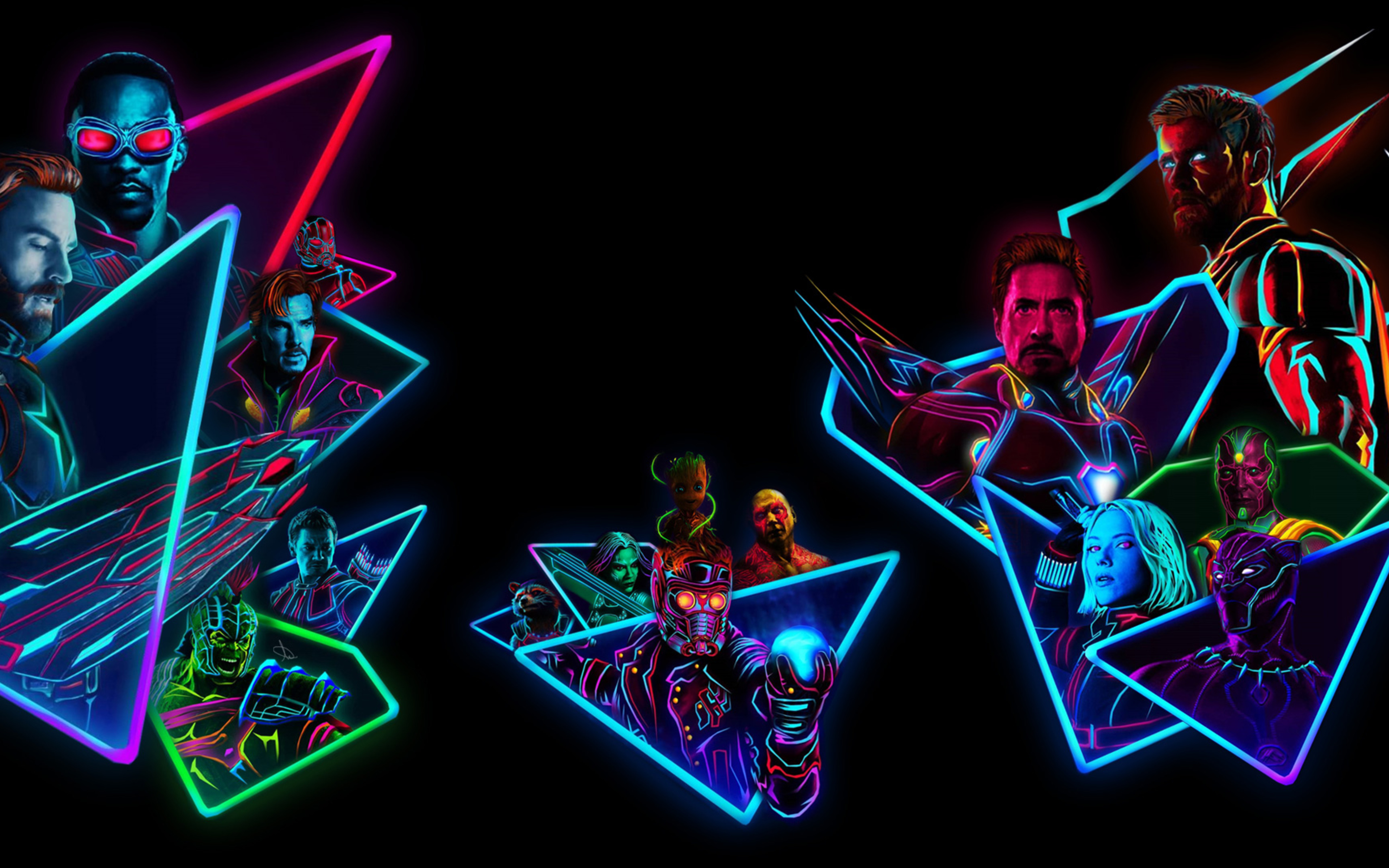 Avengers Infinity War 80S Neon Style Art Wallpapers