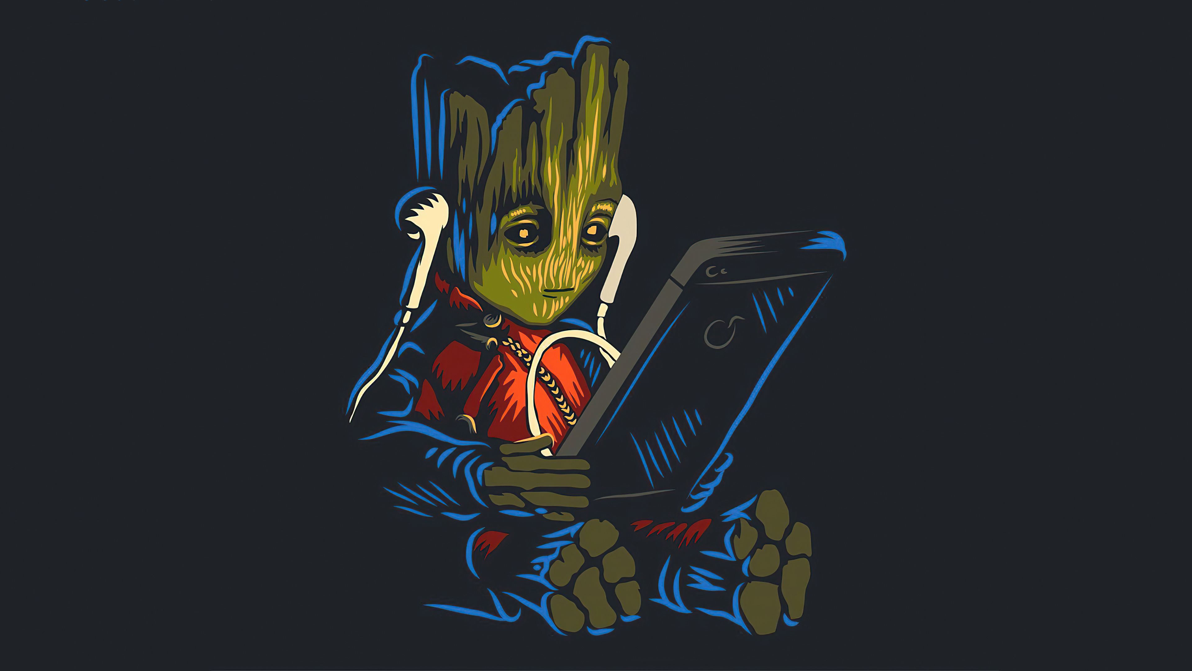 Baby Groot Minimalist Wallpapers