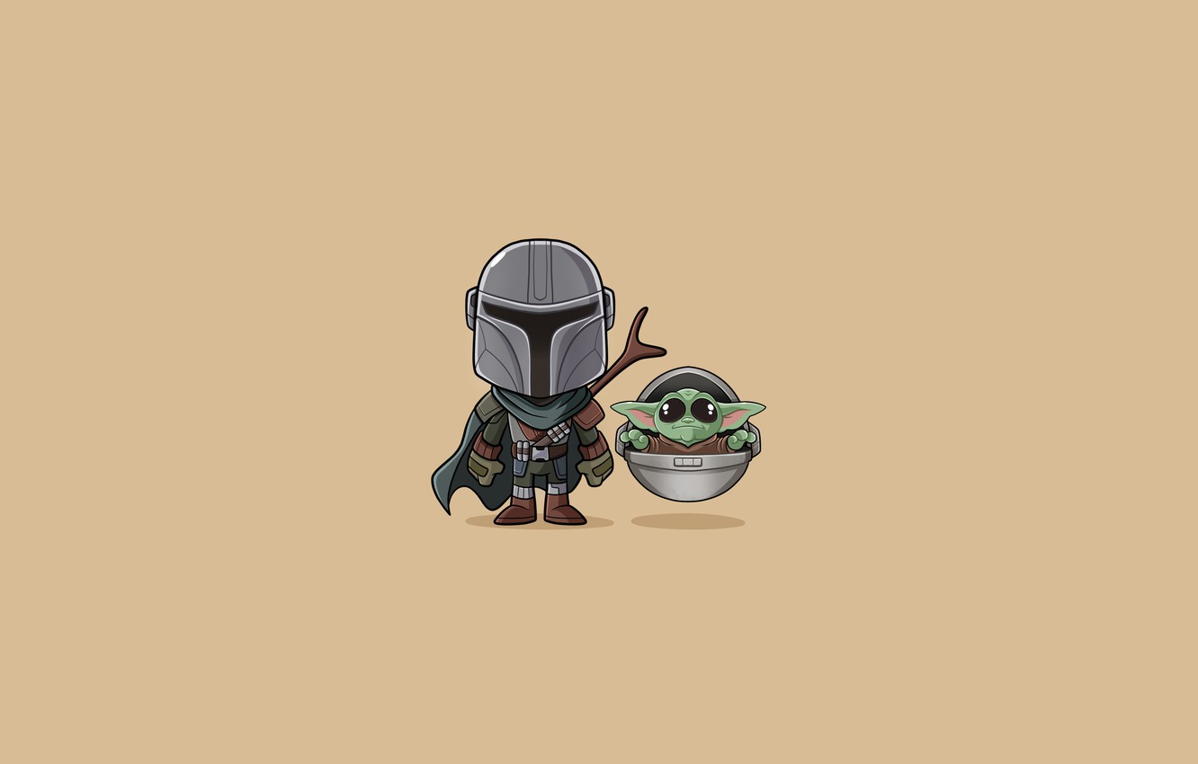 Baby Mandalorian Illustration Art Wallpapers