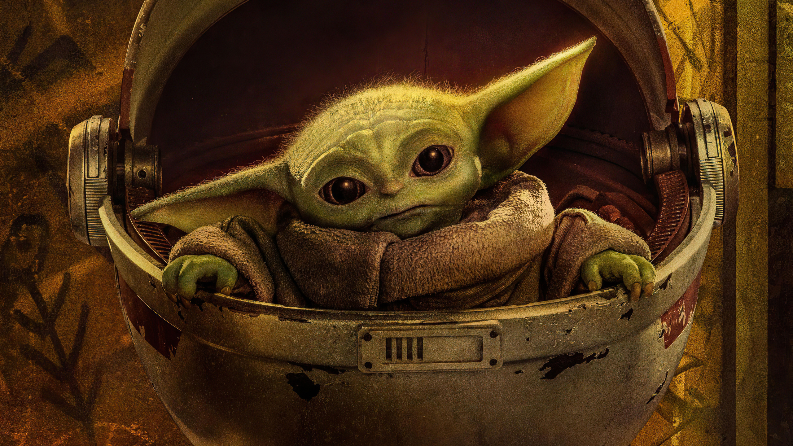 Baby Yoda And Mandalorian 4K Art Wallpapers