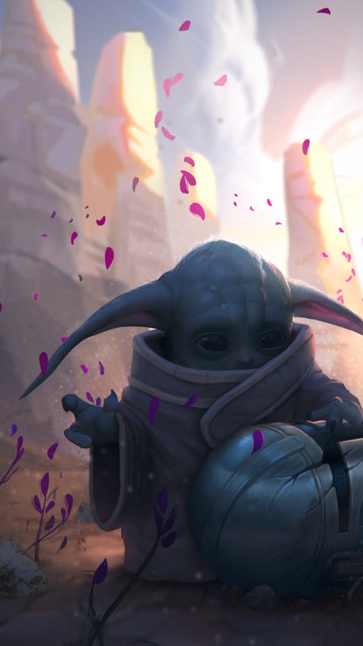 Baby Yoda And Mandalorian 4K Art Wallpapers