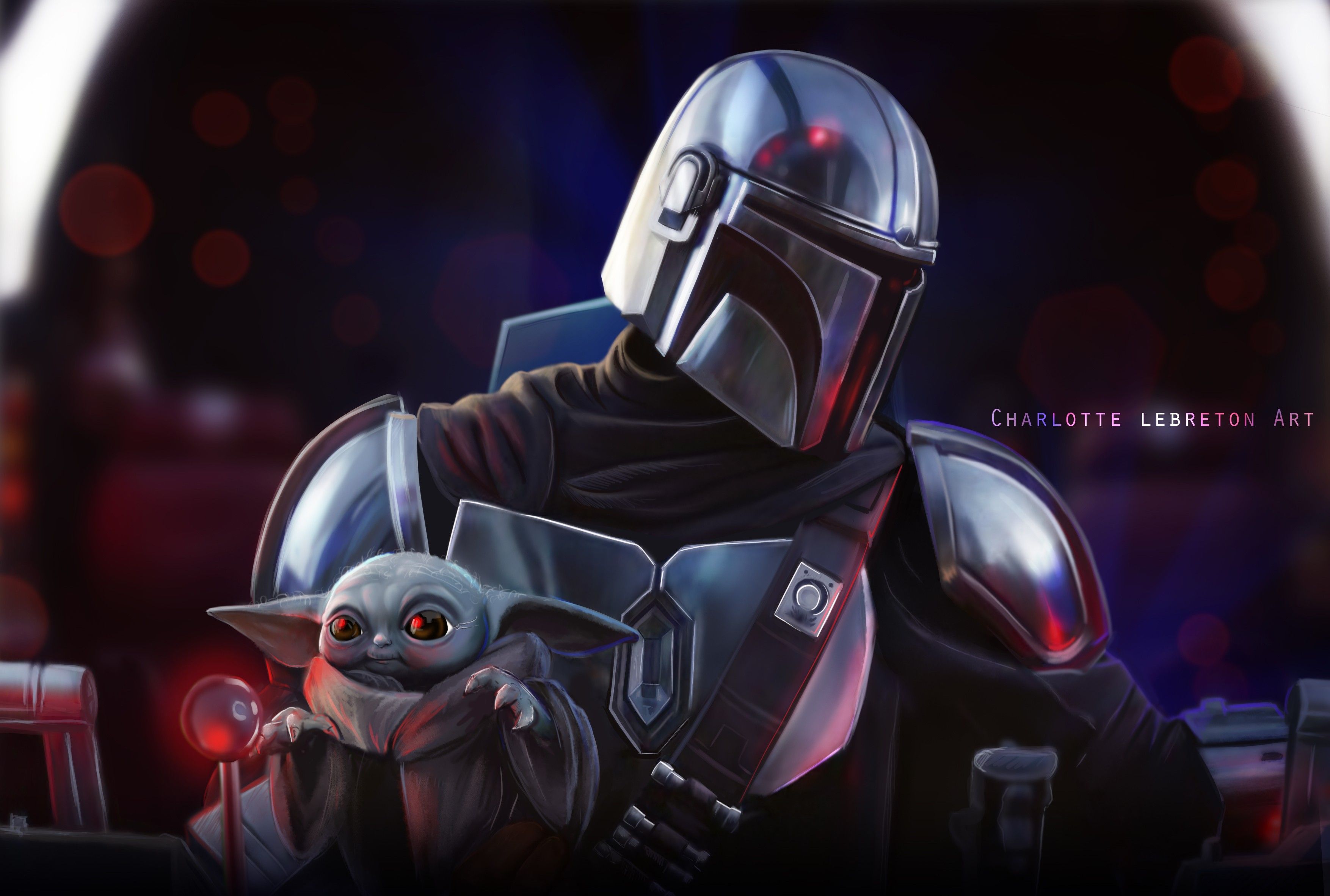 Baby Yoda And Mandalorian Fanart Wallpapers