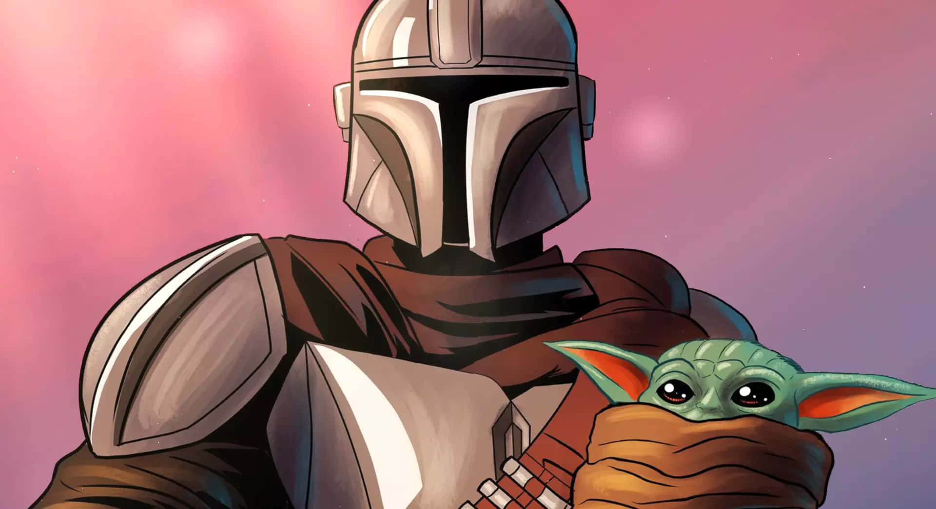 Baby Yoda And Mandalorian Fanart Wallpapers