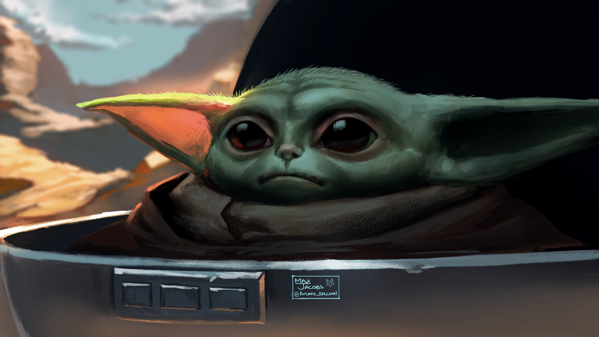 Baby Yoda And Mandalorian Fanart Wallpapers