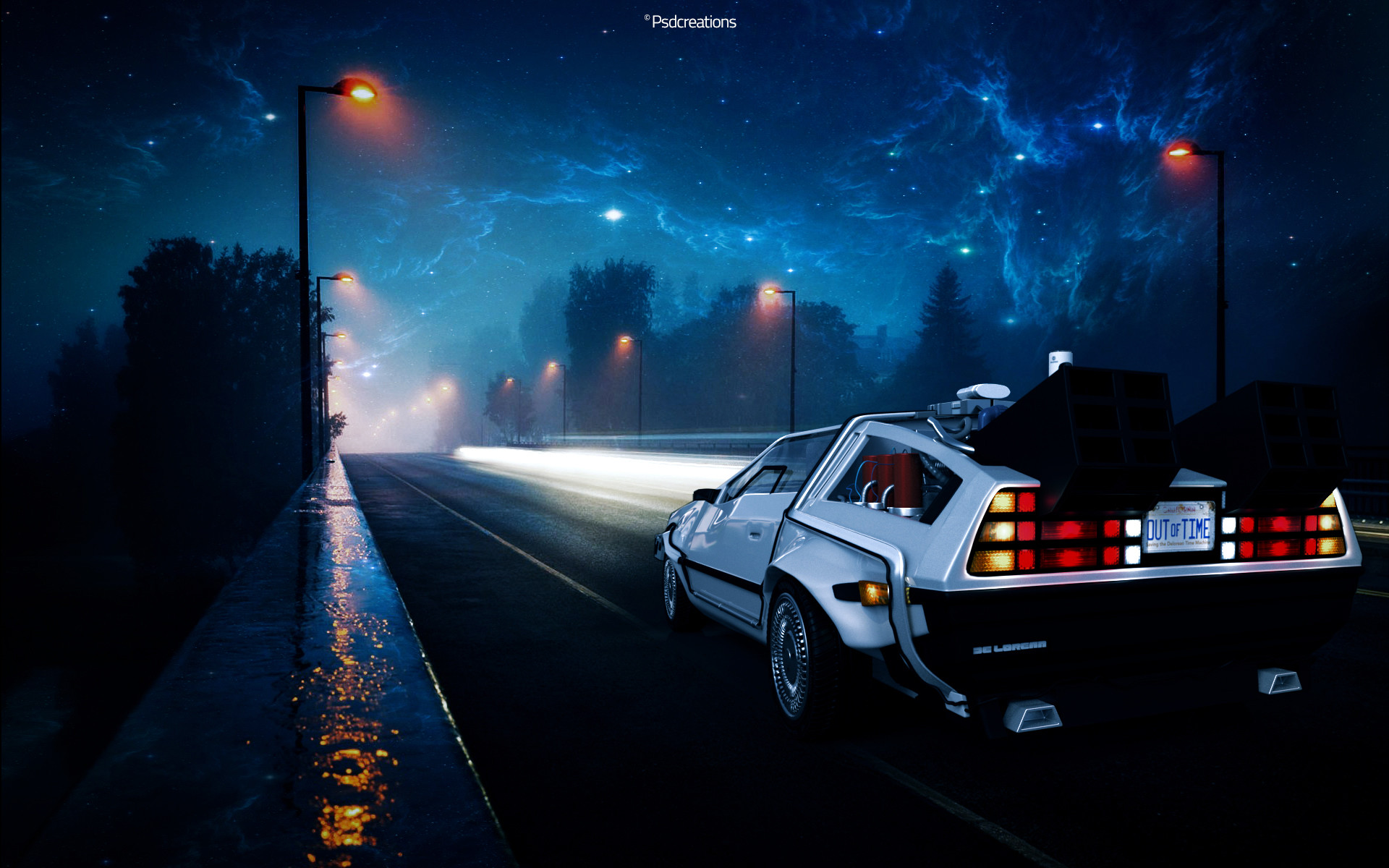 Back To The Future Delorean Car Illustration Wallpapers