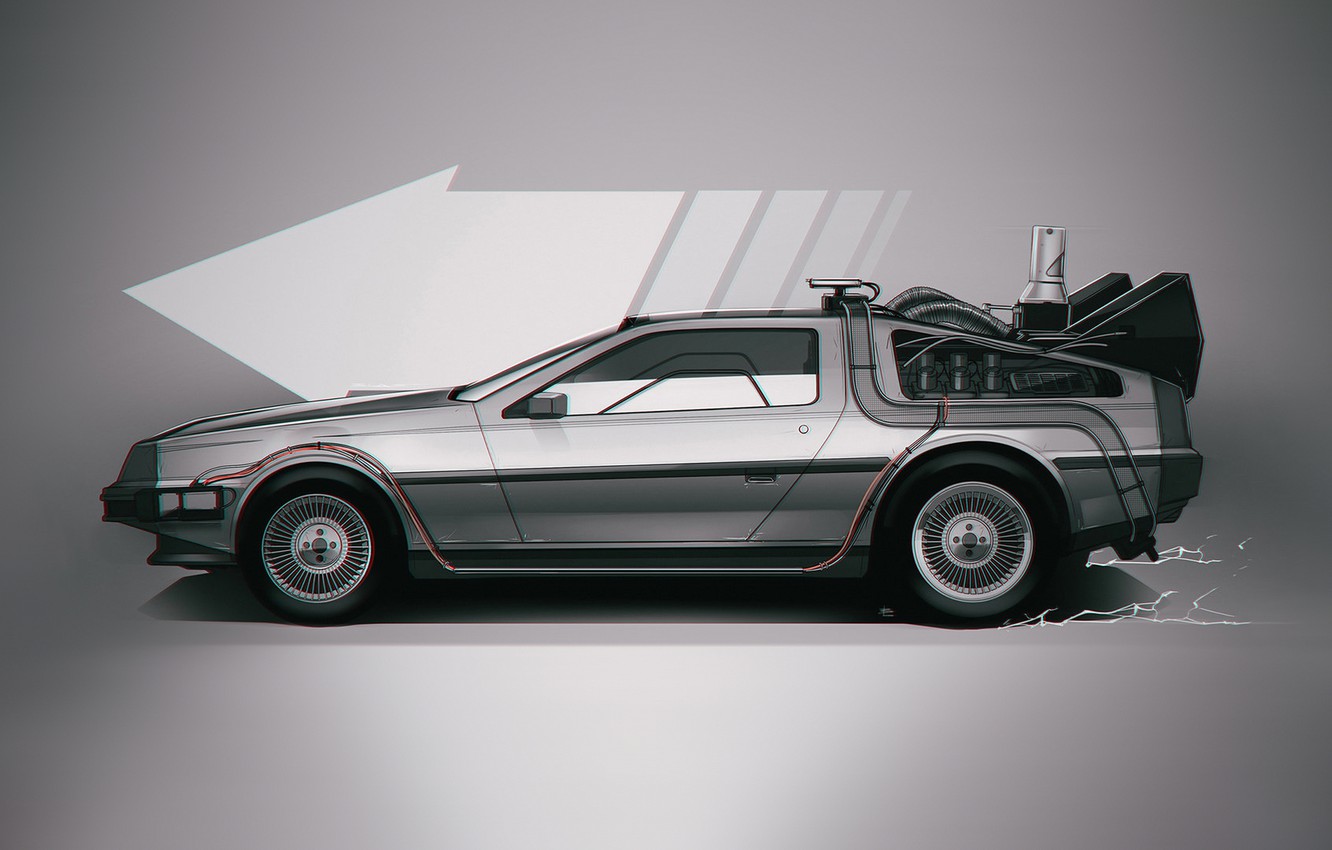 Back To The Future Delorean Car Illustration Wallpapers