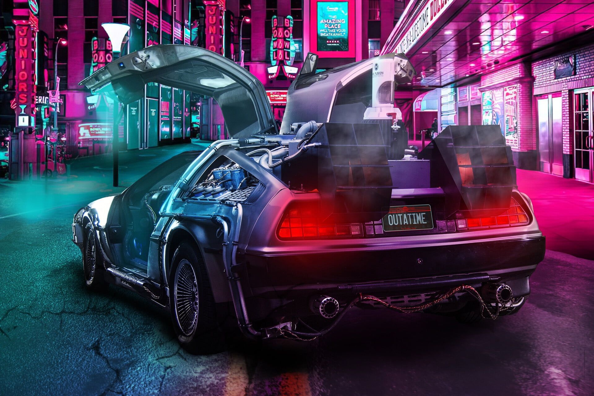 Back To The Future Delorean Car Illustration Wallpapers