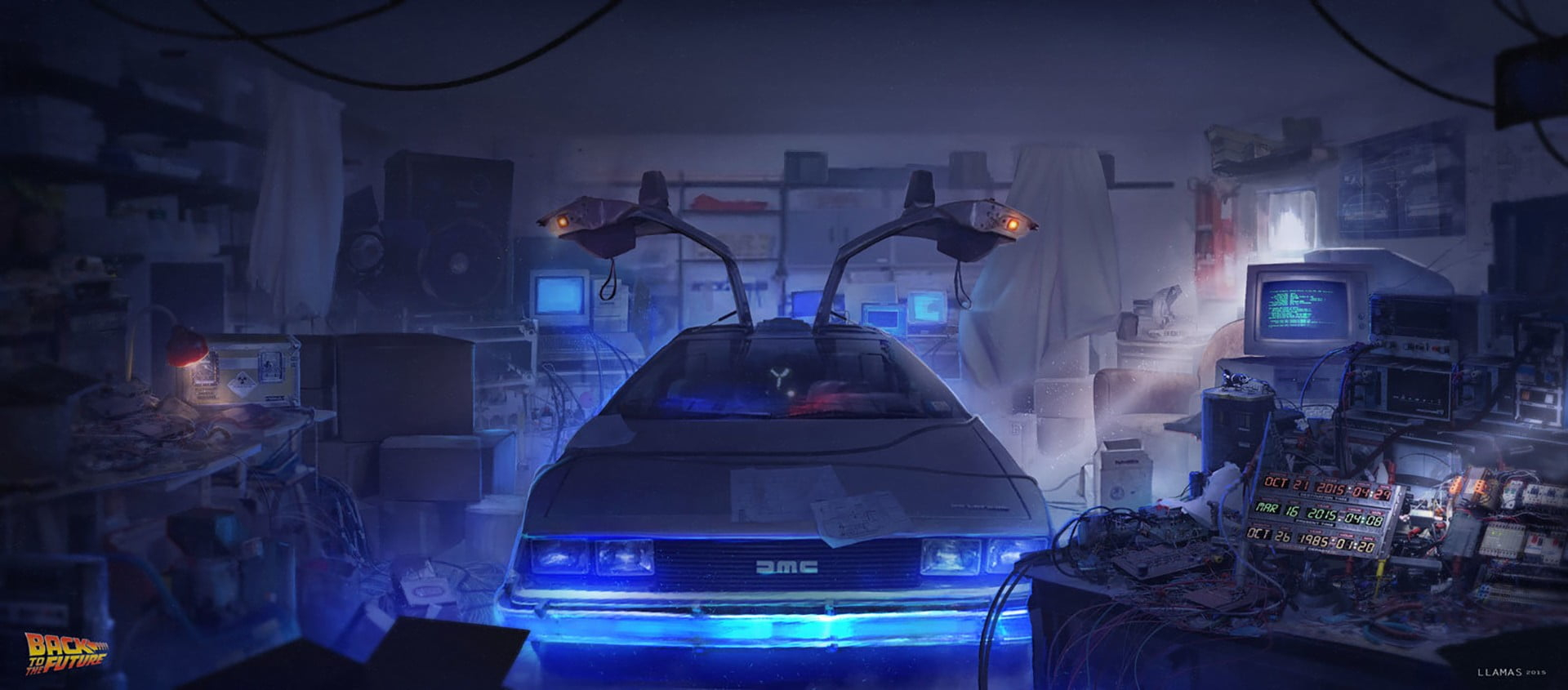 Back To The Future Delorean Car Illustration Wallpapers