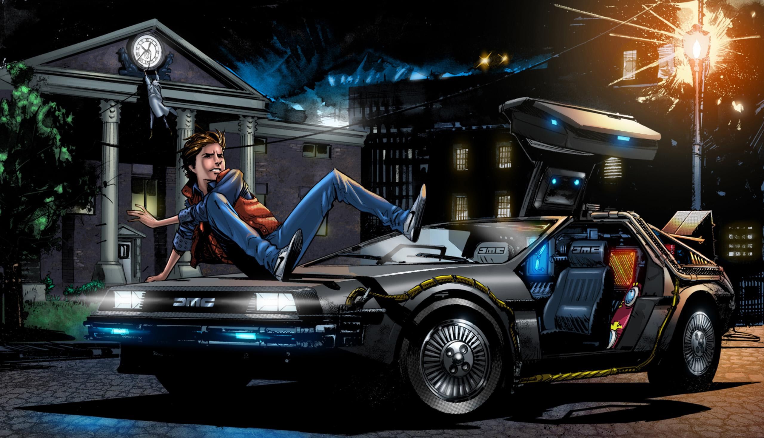 Back To The Future Delorean Car Illustration Wallpapers