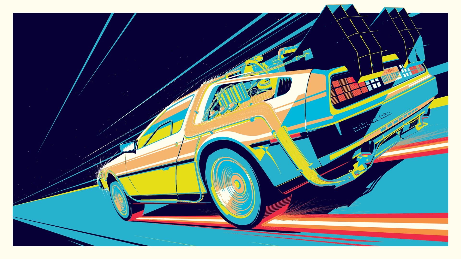 Back To The Future Delorean Car Illustration Wallpapers