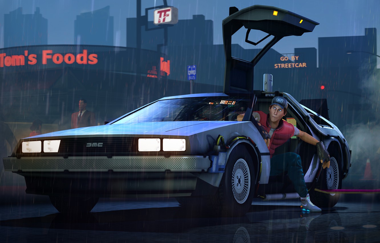 Back To The Future Delorean Car Illustration Wallpapers