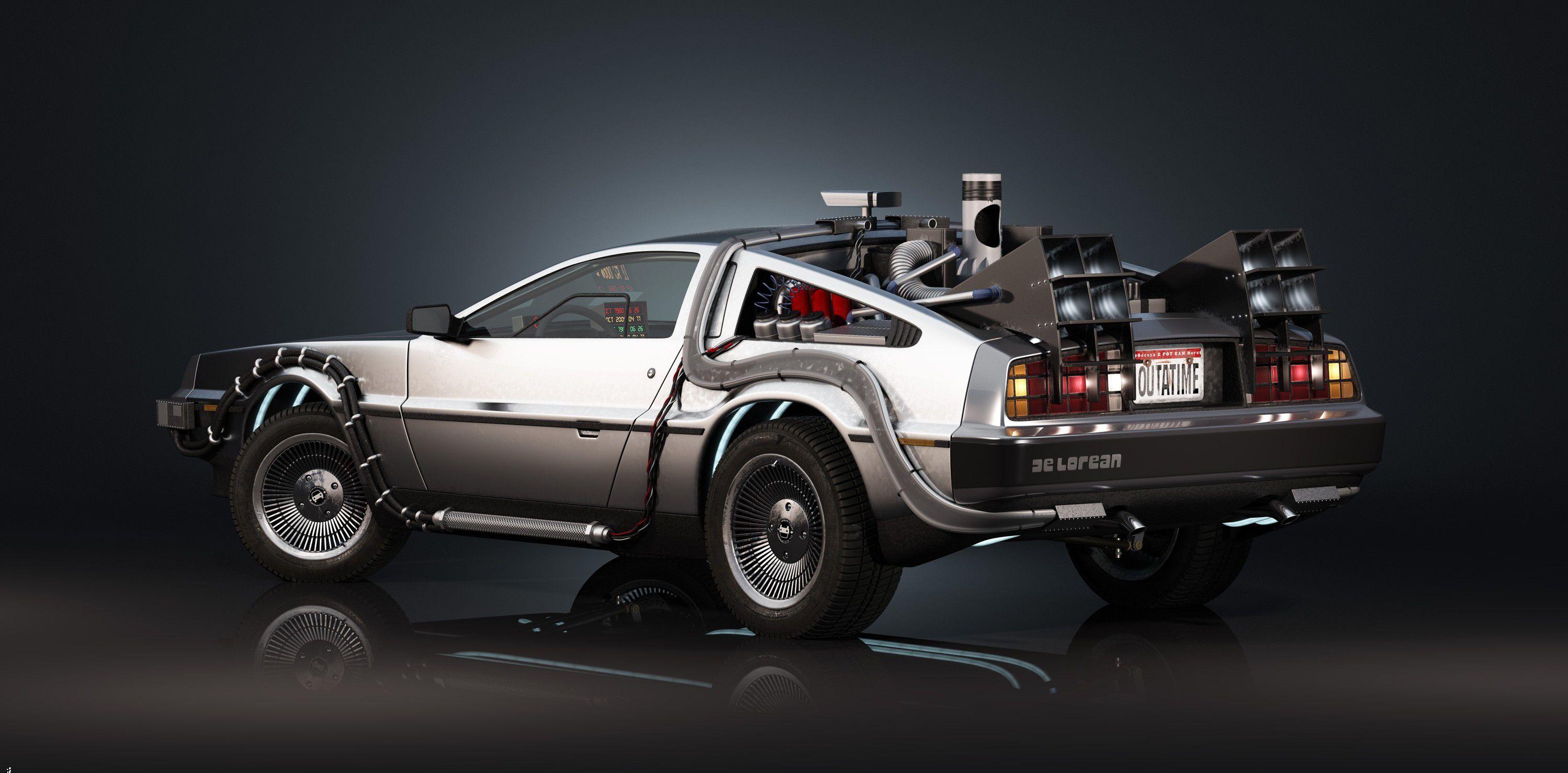 Back To The Future Delorean Car Illustration Wallpapers