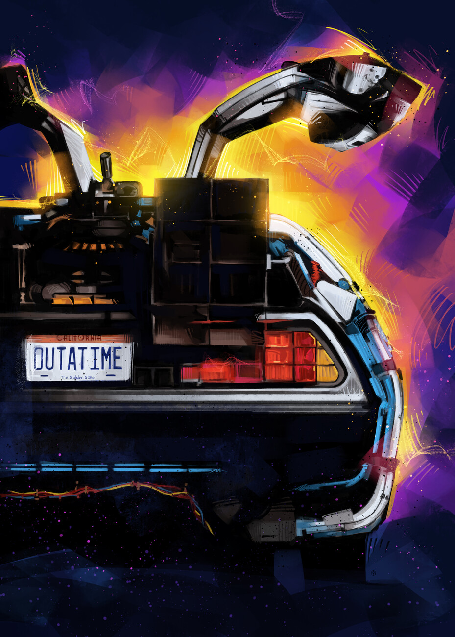 Back To The Future Delorean Car Illustration Wallpapers