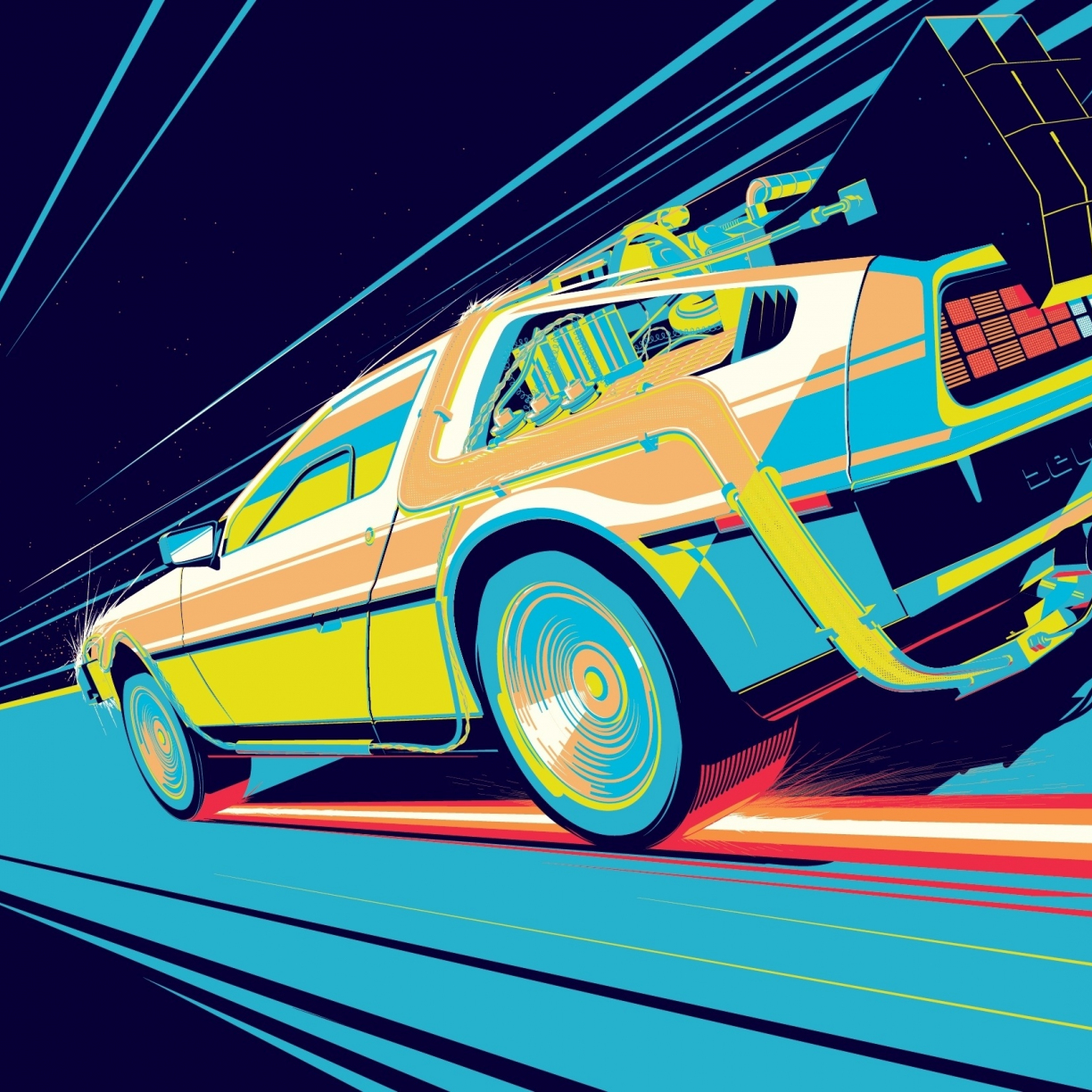 Back To The Future Delorean Car Illustration Wallpapers