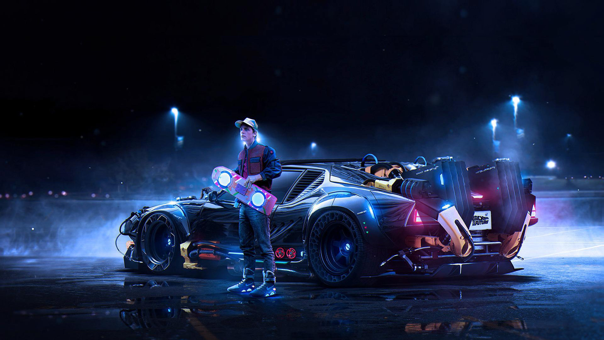 Back To The Future Delorean Car Illustration Wallpapers