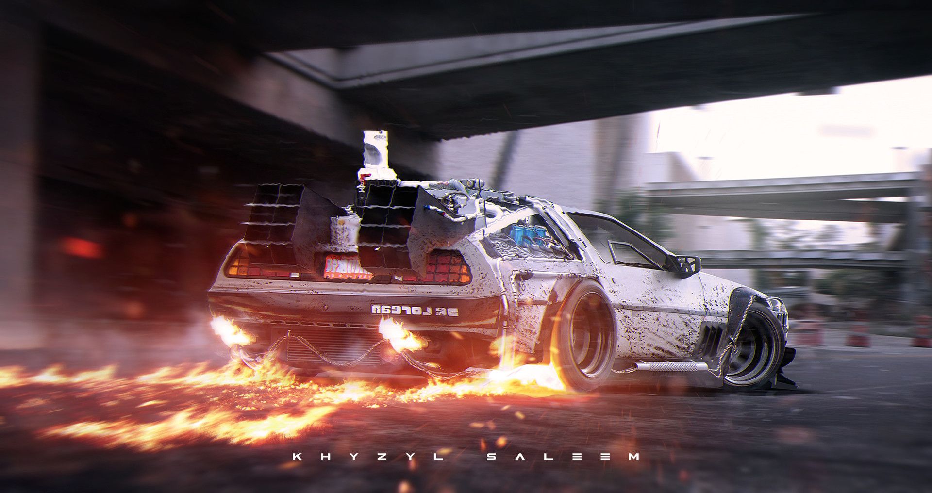 Back To The Future Delorean Car Illustration Wallpapers