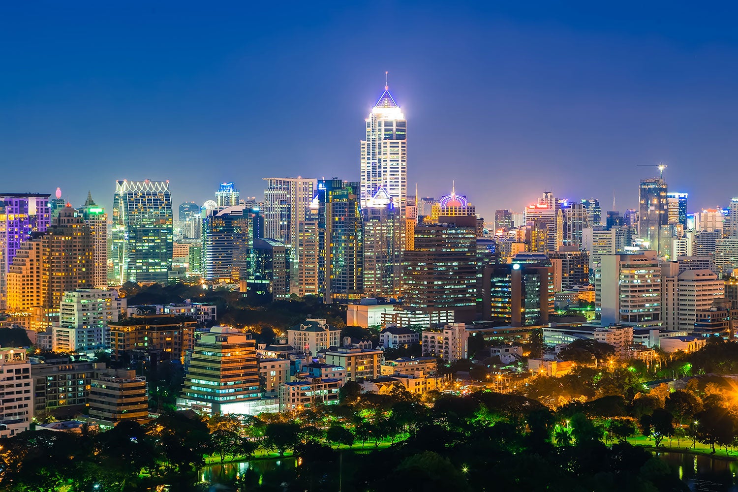 Bangkok Skyscraper In Night Wallpapers