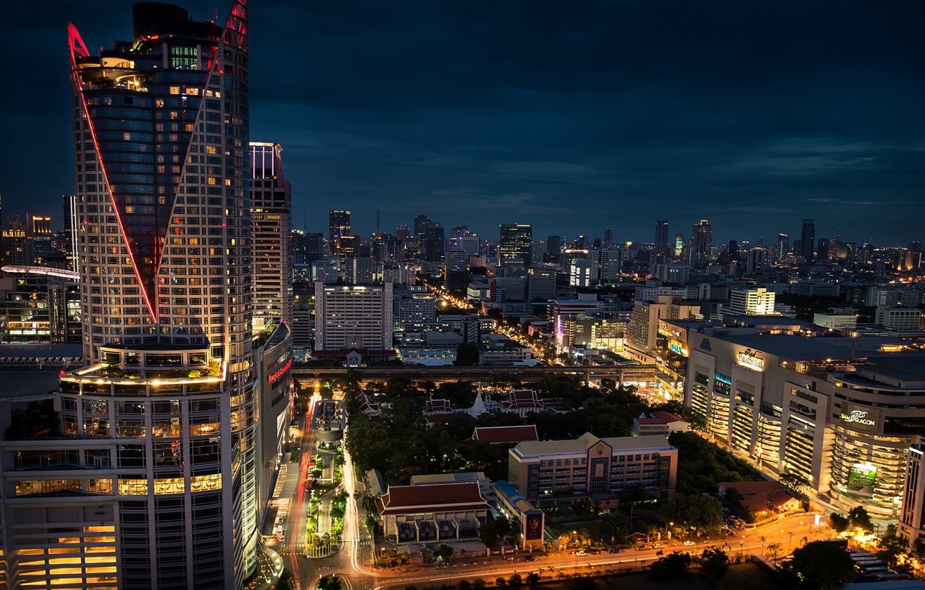 Bangkok Skyscraper In Night Wallpapers