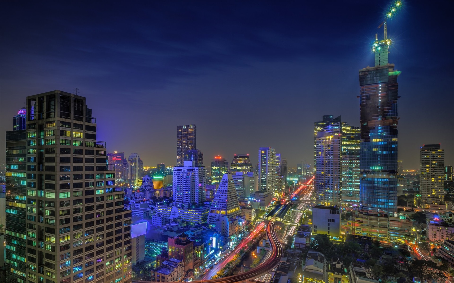 Bangkok Skyscraper In Night Wallpapers