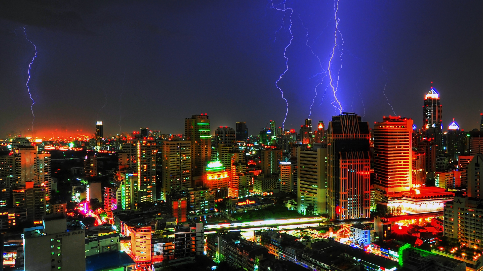 Bangkok Skyscraper In Night Wallpapers