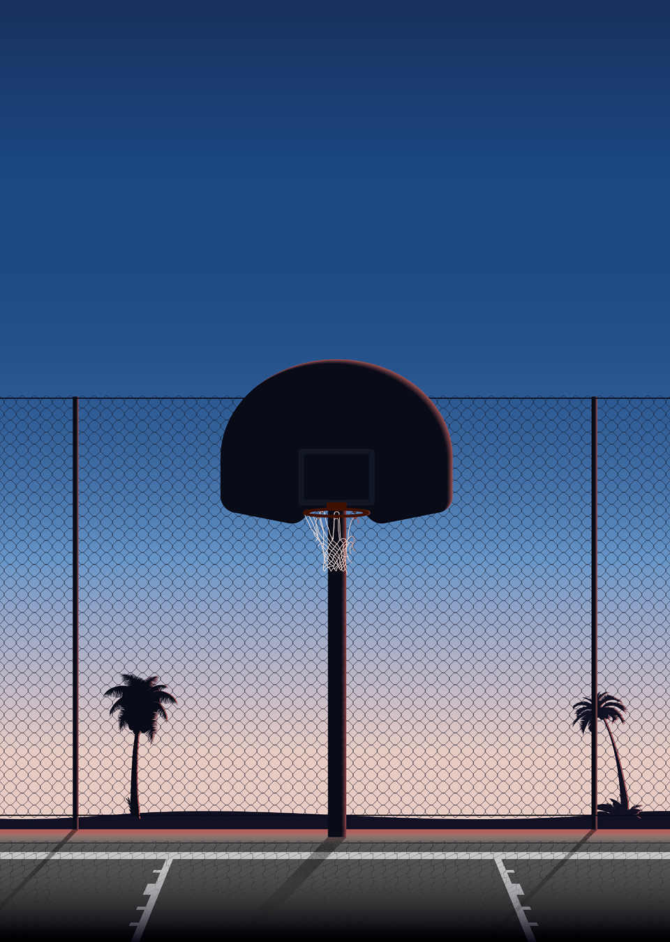 Basketball Court Sunset Wallpapers