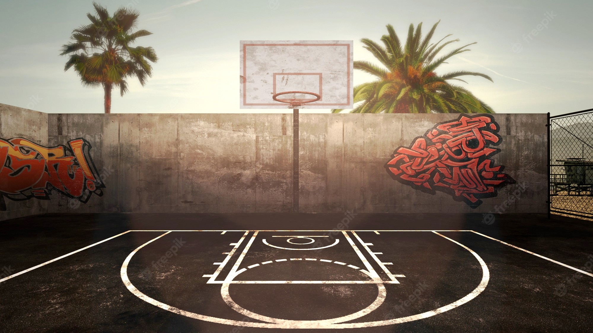 Basketball Court Sunset Wallpapers