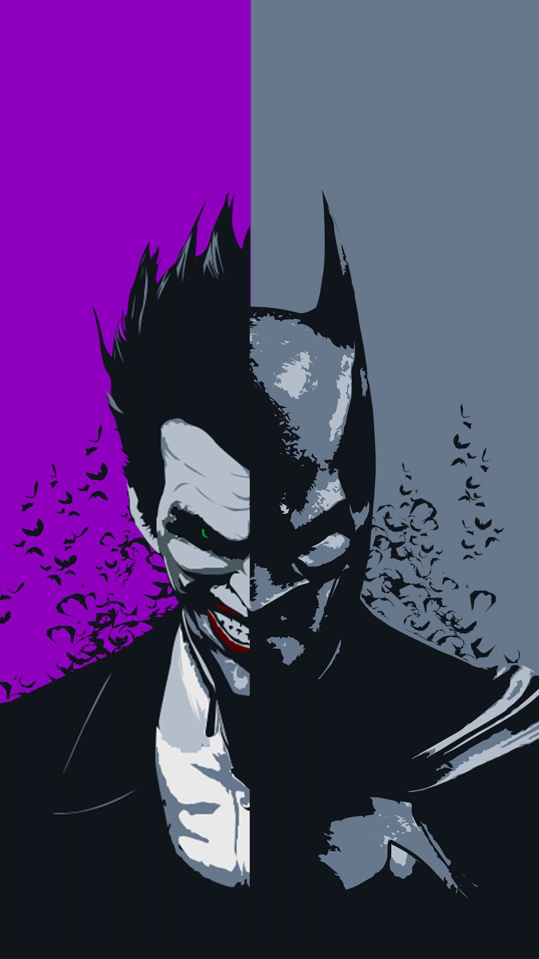 Batman And Joker Face Art Wallpapers