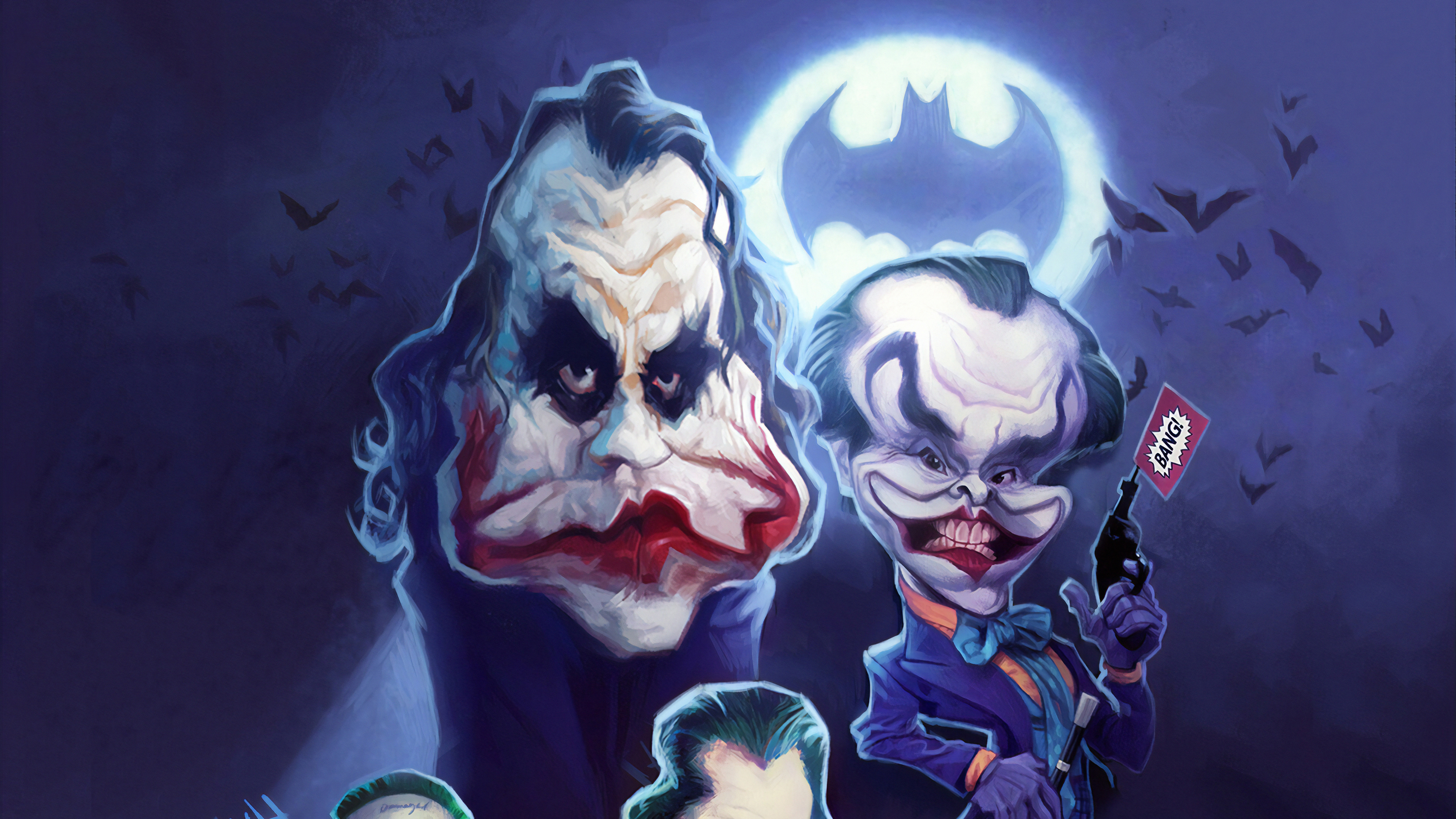 Batman And Joker Face Art Wallpapers