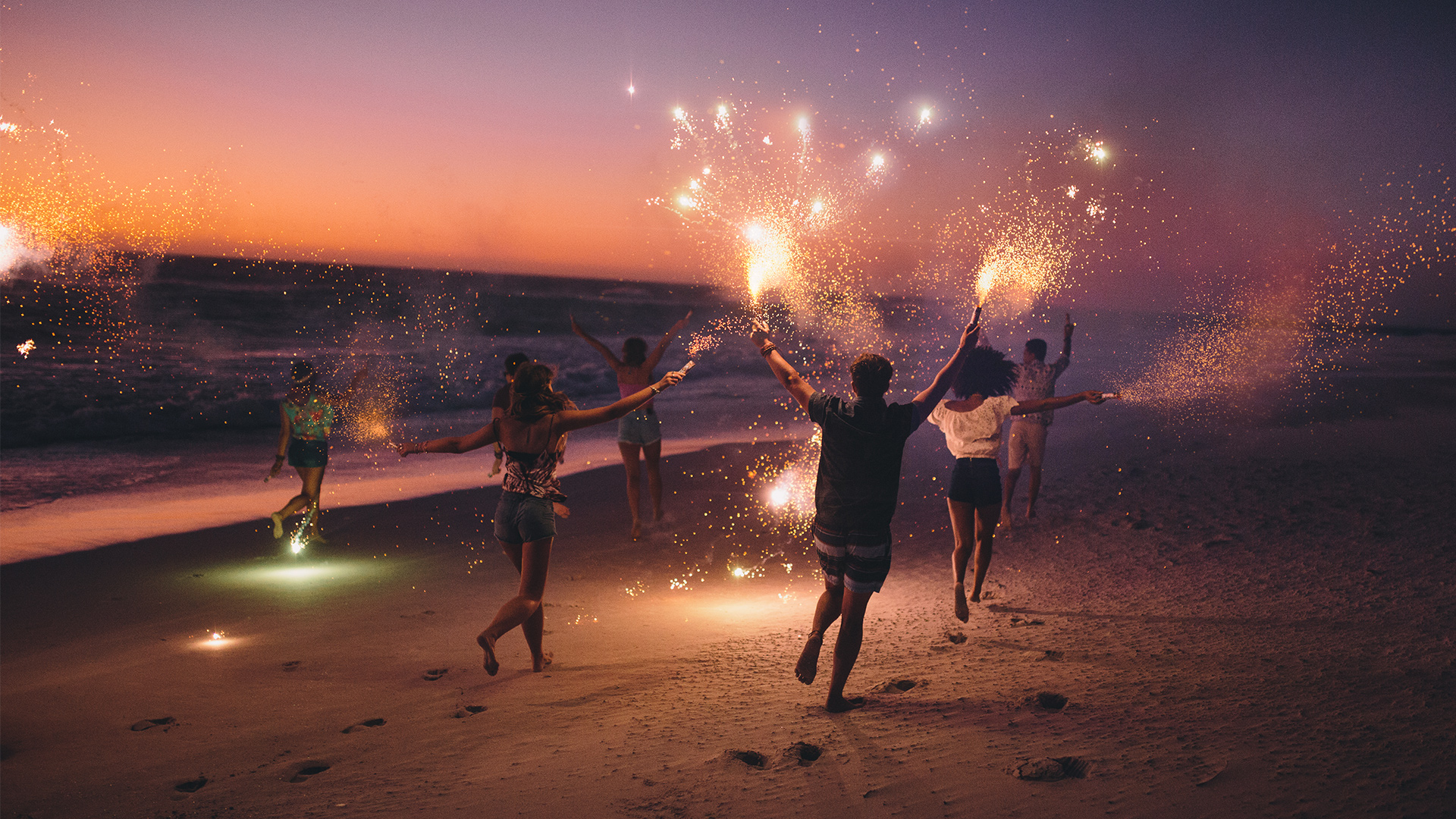 Beach Fireworks Wallpapers