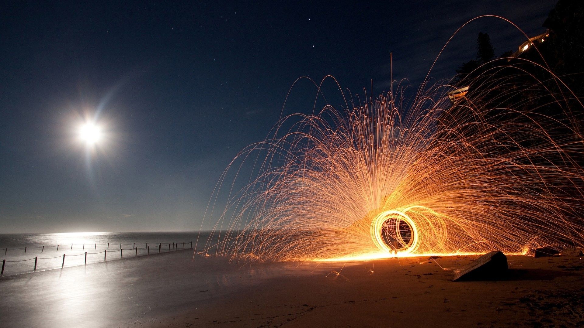 Beach Fireworks Wallpapers