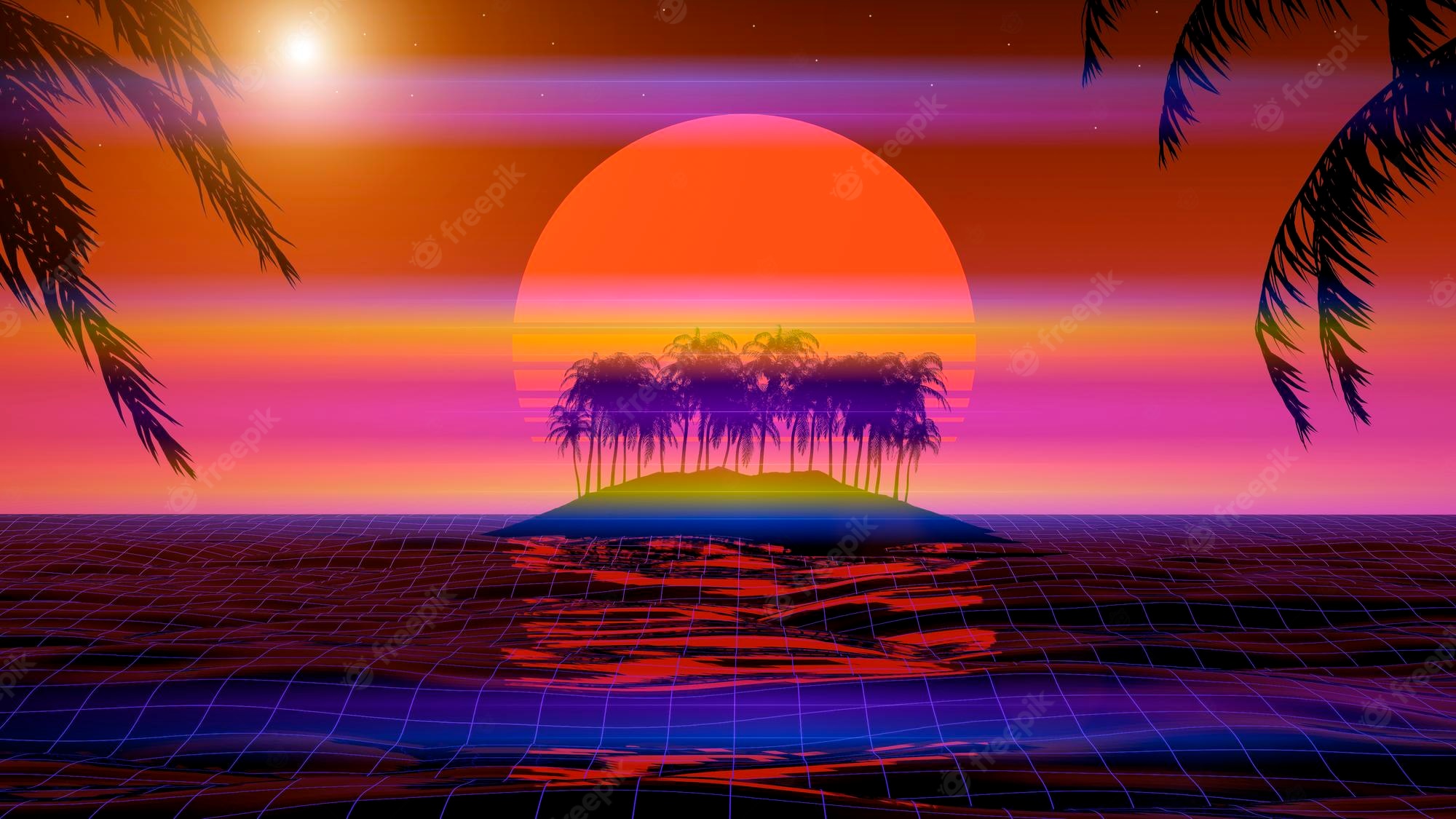 Beach Retro Wave Wallpapers