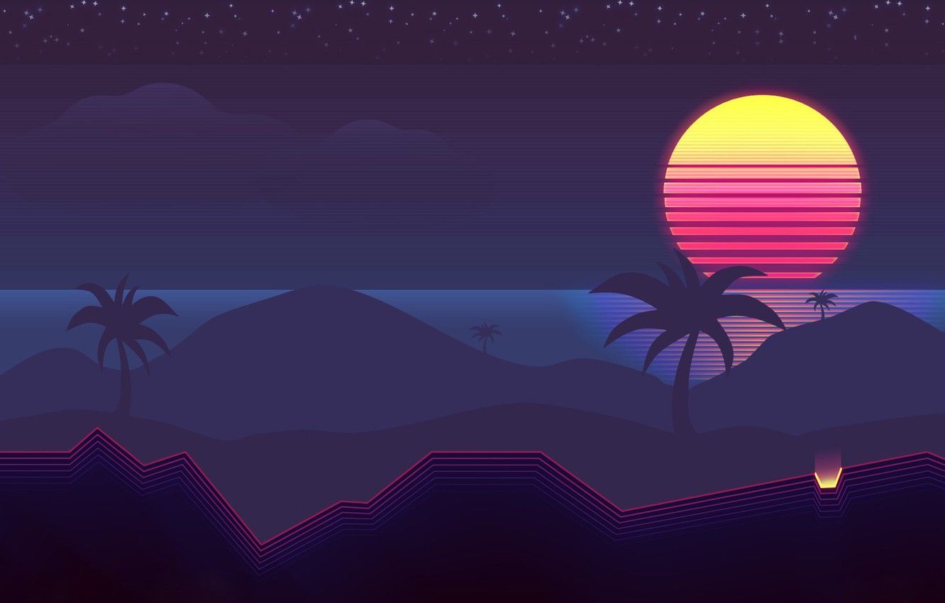 Beach Retro Wave Wallpapers