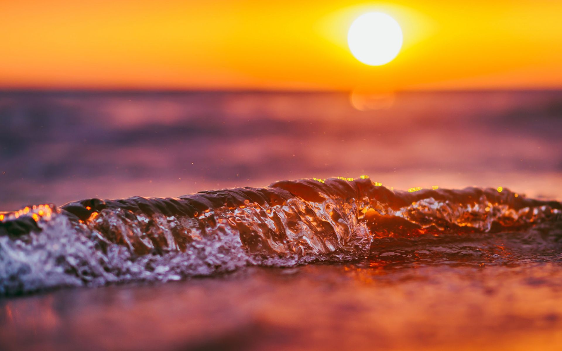 Beach Sunset Waves Desktop Wallpapers