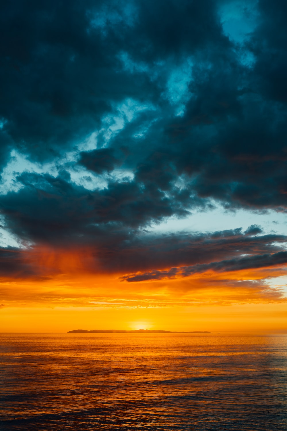 Beautiful Beach Sunset Under Blue Cloudy Sky Wallpapers