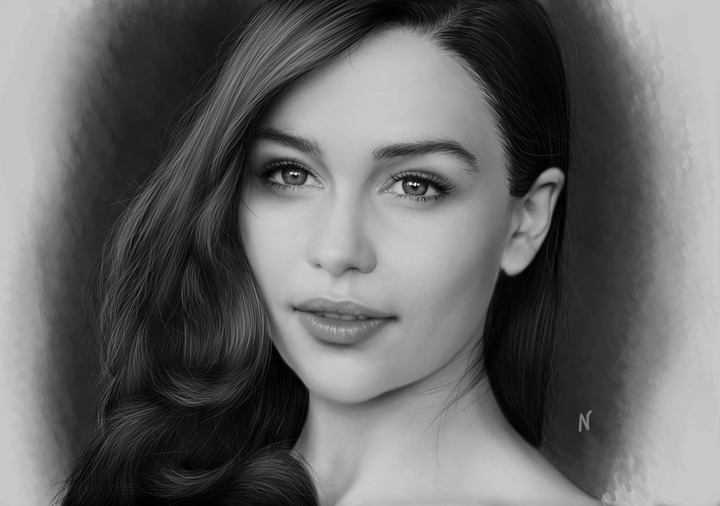 Beautiful Emilia Clarke Monochrome Wallpapers