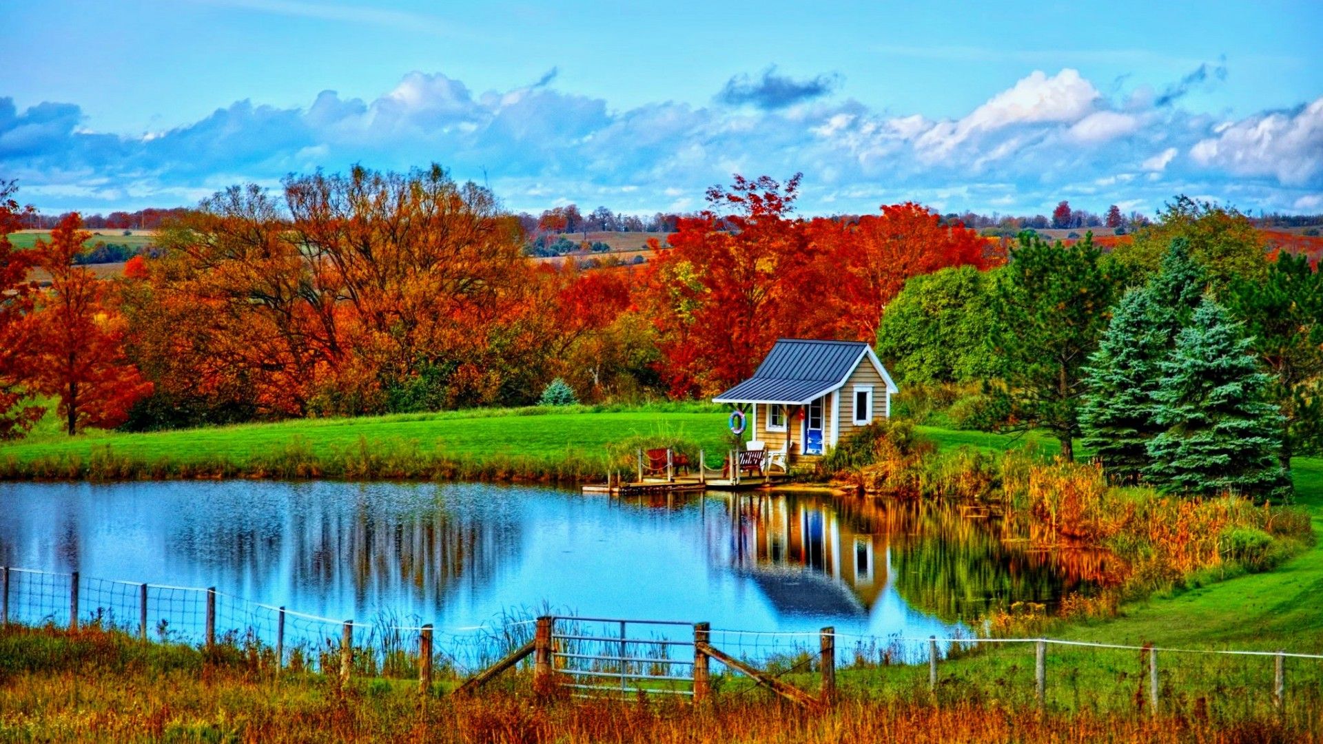 Beautiful Fall Cabin Desktop Wallpapers