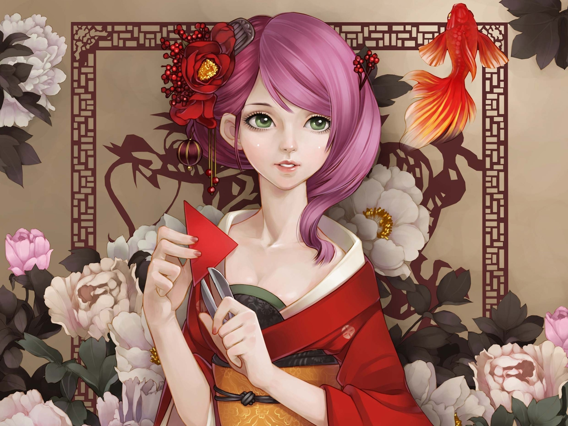 Beautiful Kimono Anime Girl Wallpapers