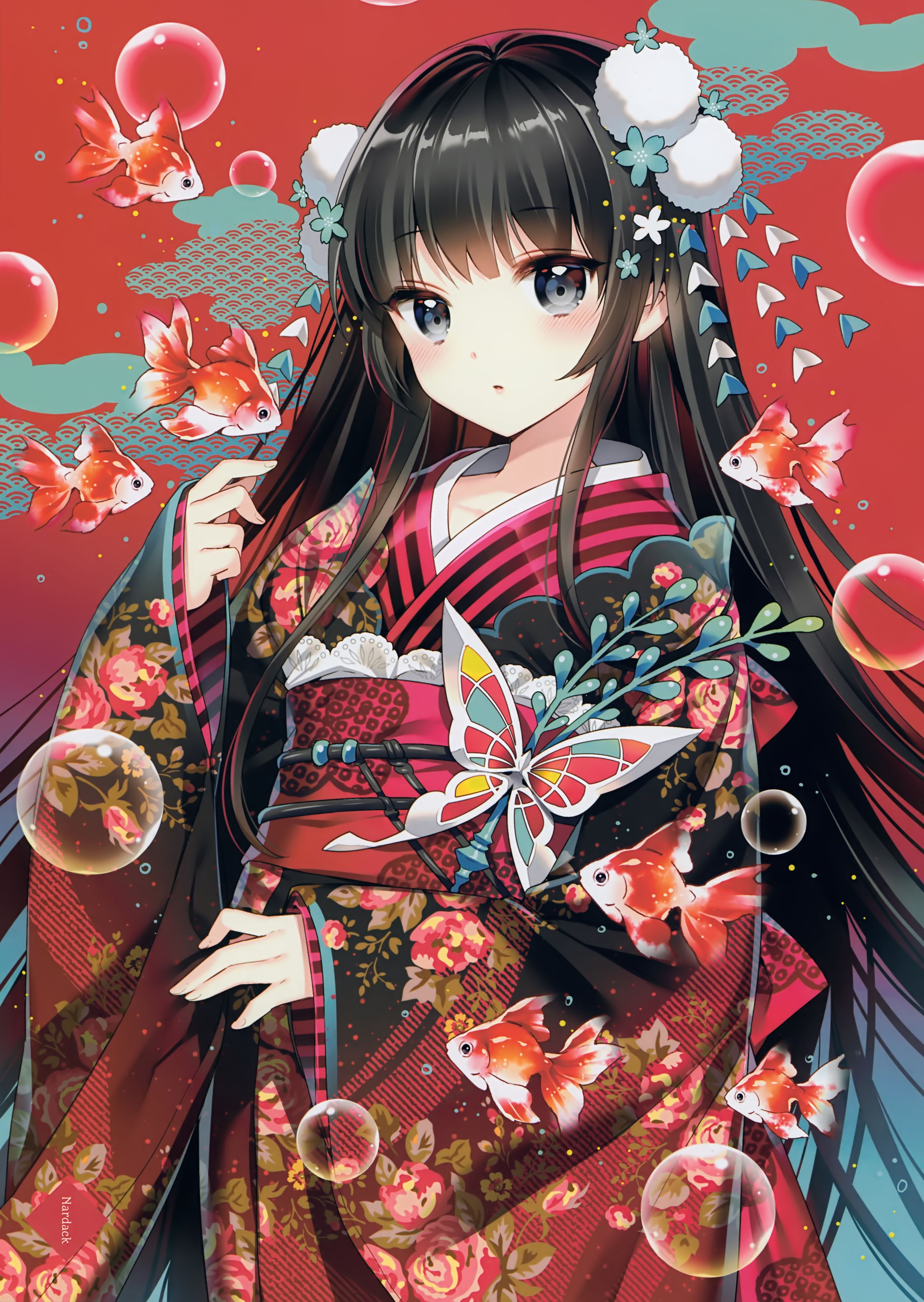 Beautiful Kimono Anime Girl Wallpapers