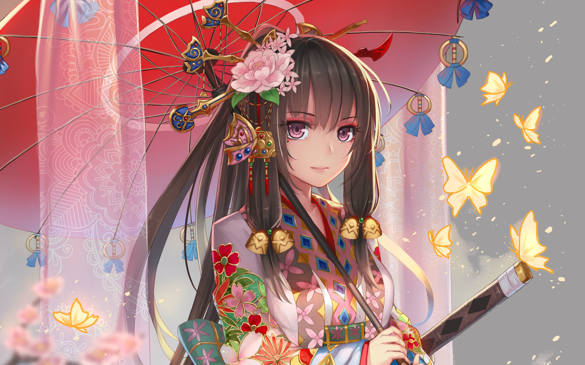 Beautiful Kimono Anime Girl Wallpapers