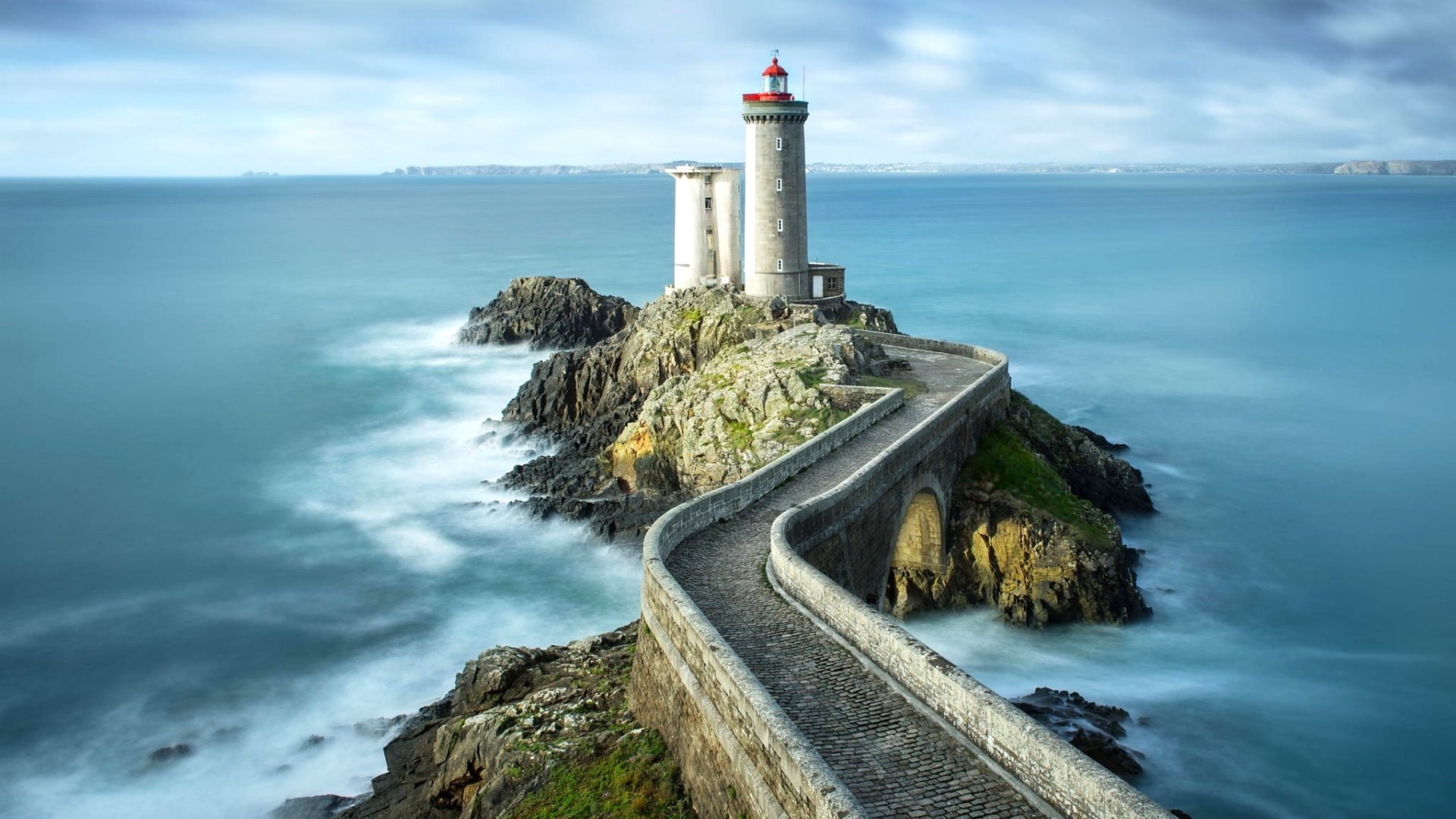 Beautiful Lighthouse With Rock Bridge Wallpapers